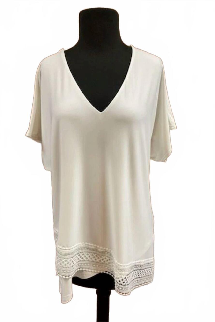 NEW JOSEPH RIBKOFF women's silky knit high-low top in white